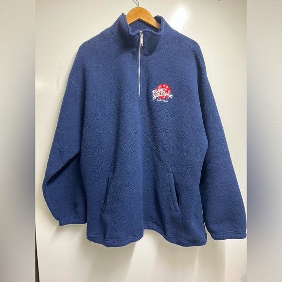planet hollywood Other - VTG Planet Hollywood Las Vegas navy blue fleece quarter-zip pullover jacket Xl